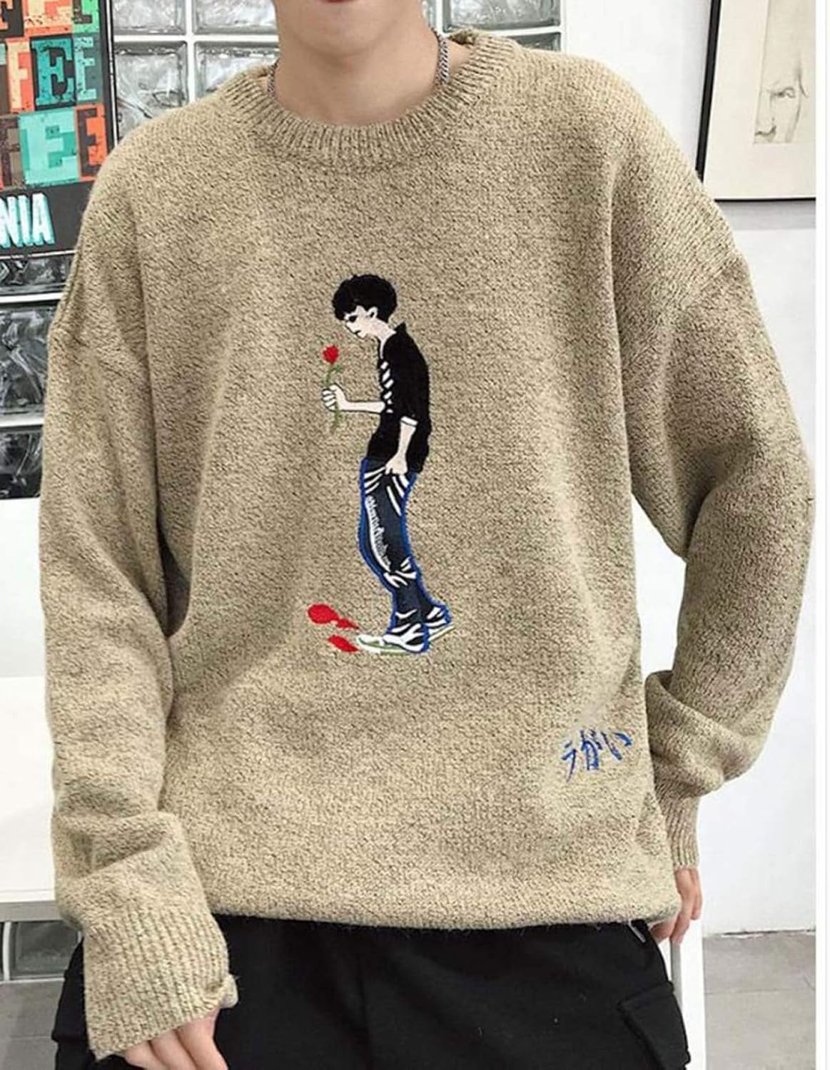 [AOBRICON] メンズ セーター クルーネック 長袖 ニットセーター 冬 防寒 セーター プルオーバー トップスストリート系