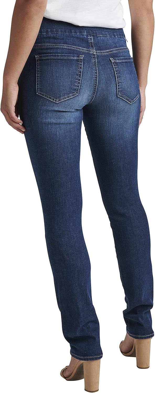 JAG Jeans Women's Petite Peri Mid Rise Straight Leg Pull-on Jeans, Anchor Blue AU315, 2 Petite - Image 3
