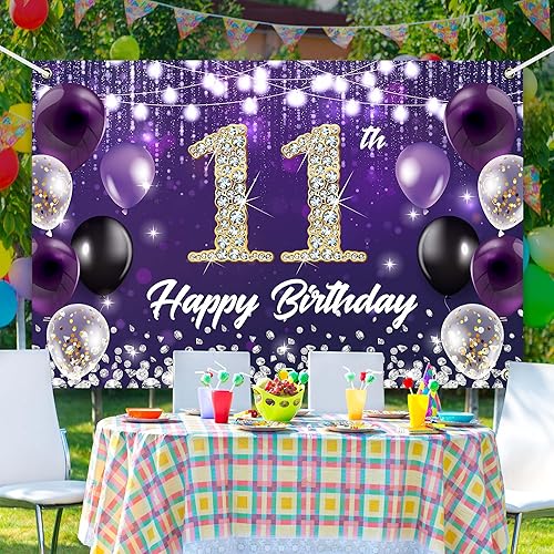 Miniatura 9 de Telón de fondo de feliz cumpleaños 15 color morado con diamante brillante noble elegante fiesta de cumpleaños, fotografía, fondo de cabina de