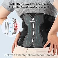 Vista 4 de NEENCA Soporte de espalda para alivio del dolor de espalda baja con sistema de soporte biónico, cinturón de soporte lumbar ajustable para hombres