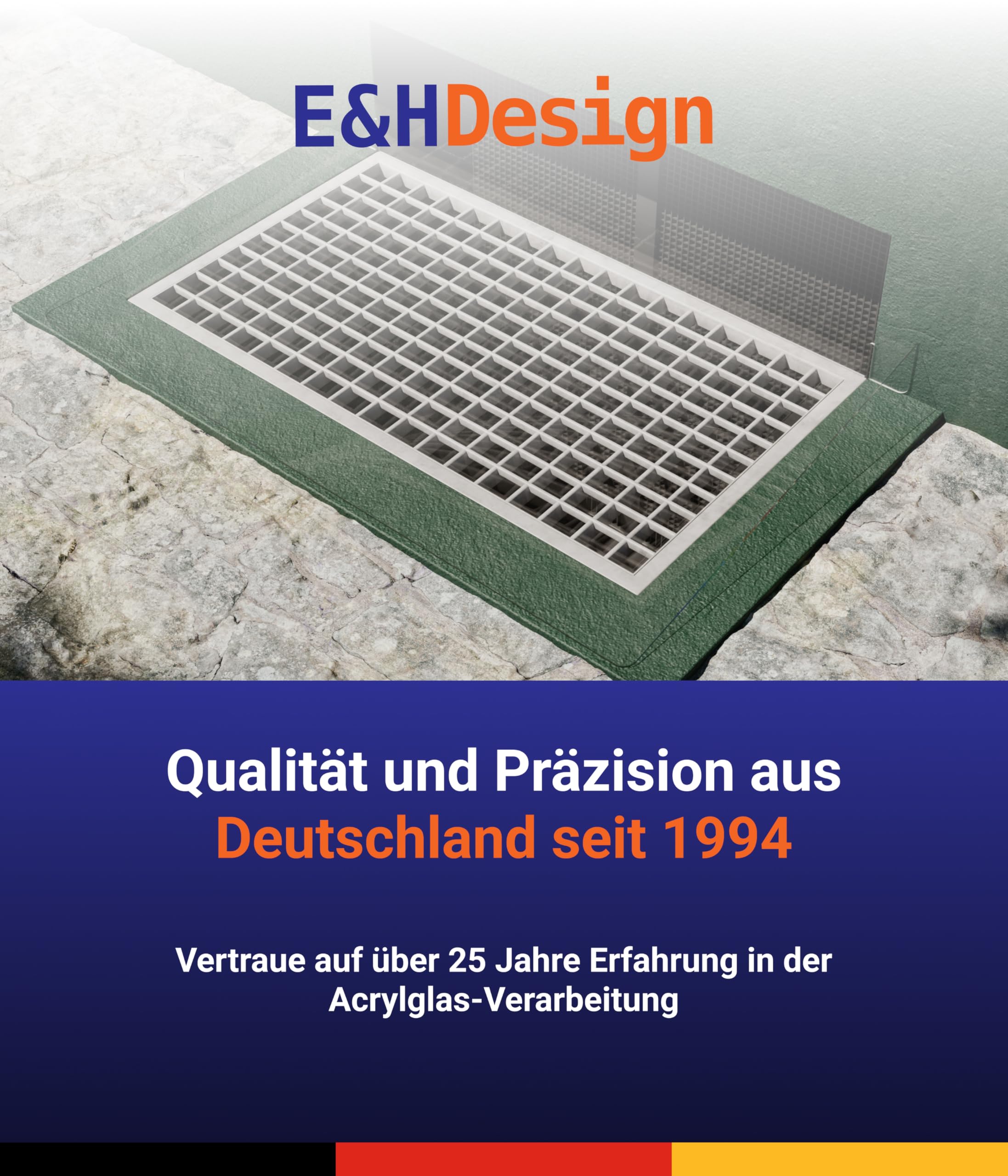 EH Design Lichtschachtabdeckung – Regenschutz aus Acryl – UV-beständig & wetterfest – Kinderleichte Montage & Reinigung – 100% Schutz vor Regen & Schmutz – Made in DE (1100x550x80 mm)