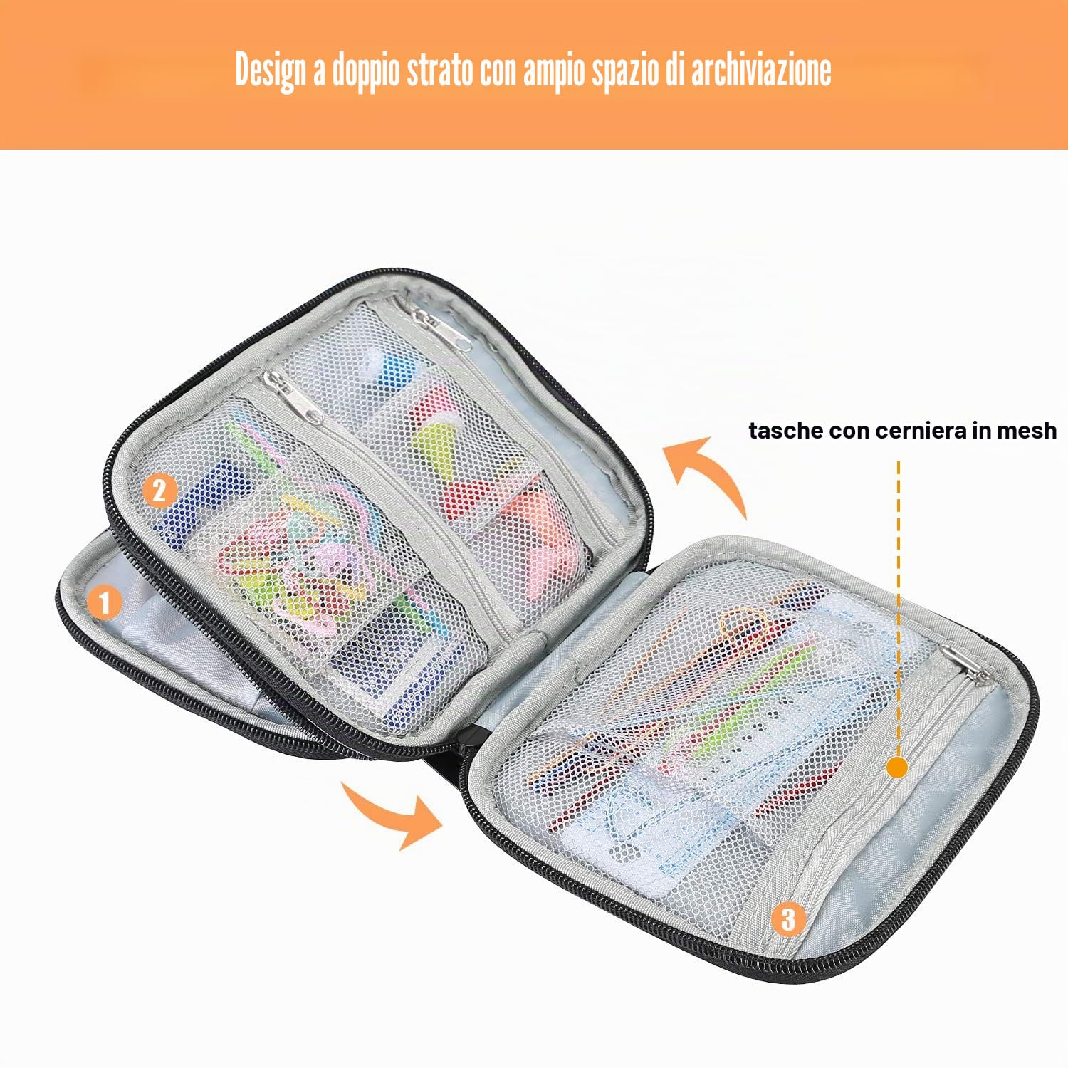 ProCase Custodia per uncinetto (vuota), borsa per ferri da maglia con tasche interne, custodia da viaggio per uncinetti, ferri da maglia, accessori per attrezzi, fino a 16,5 cm