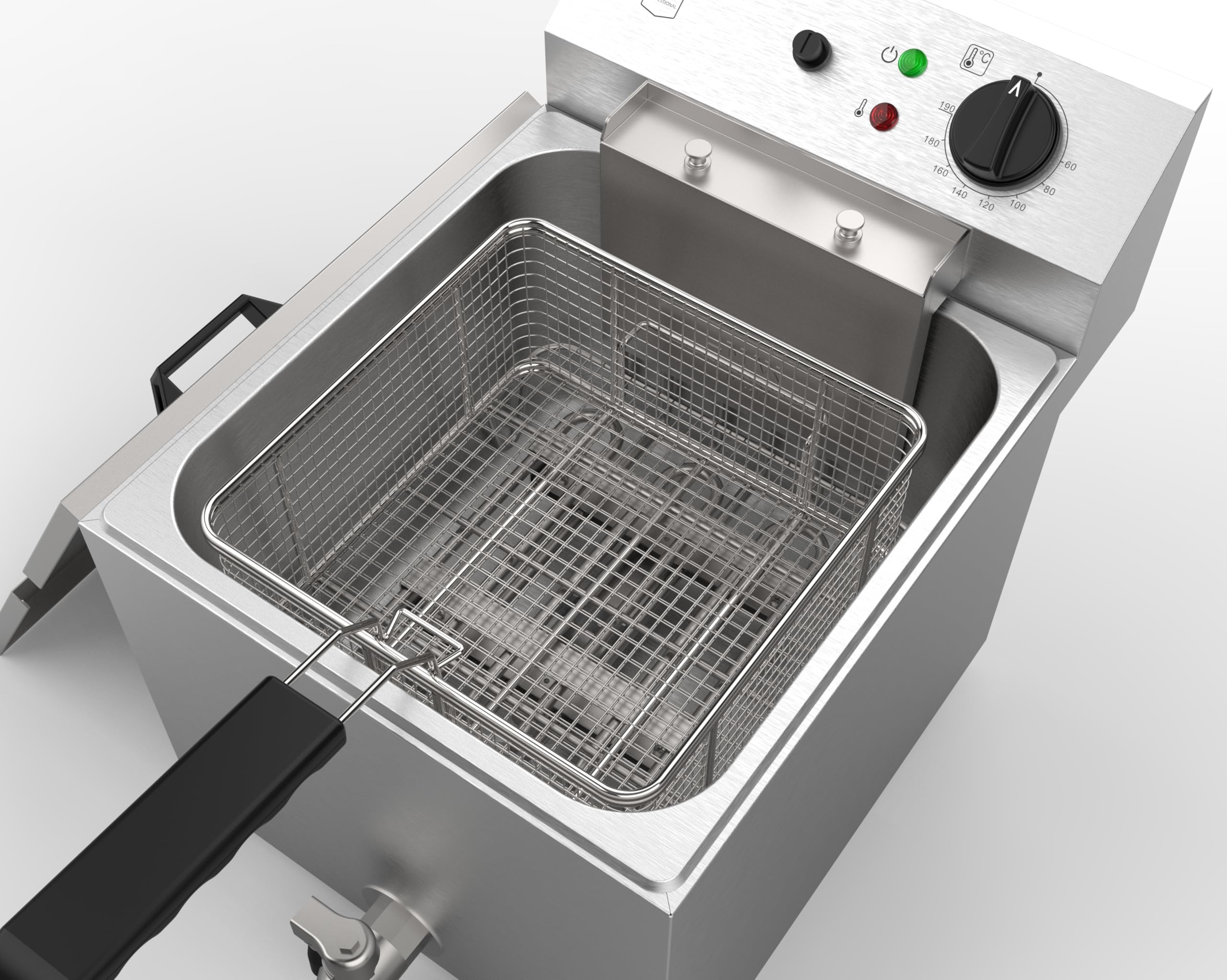 METRO Professional Freidora GDF1010, acero inoxidable, 10 litros, asa resistente al calor, 8.1 kW