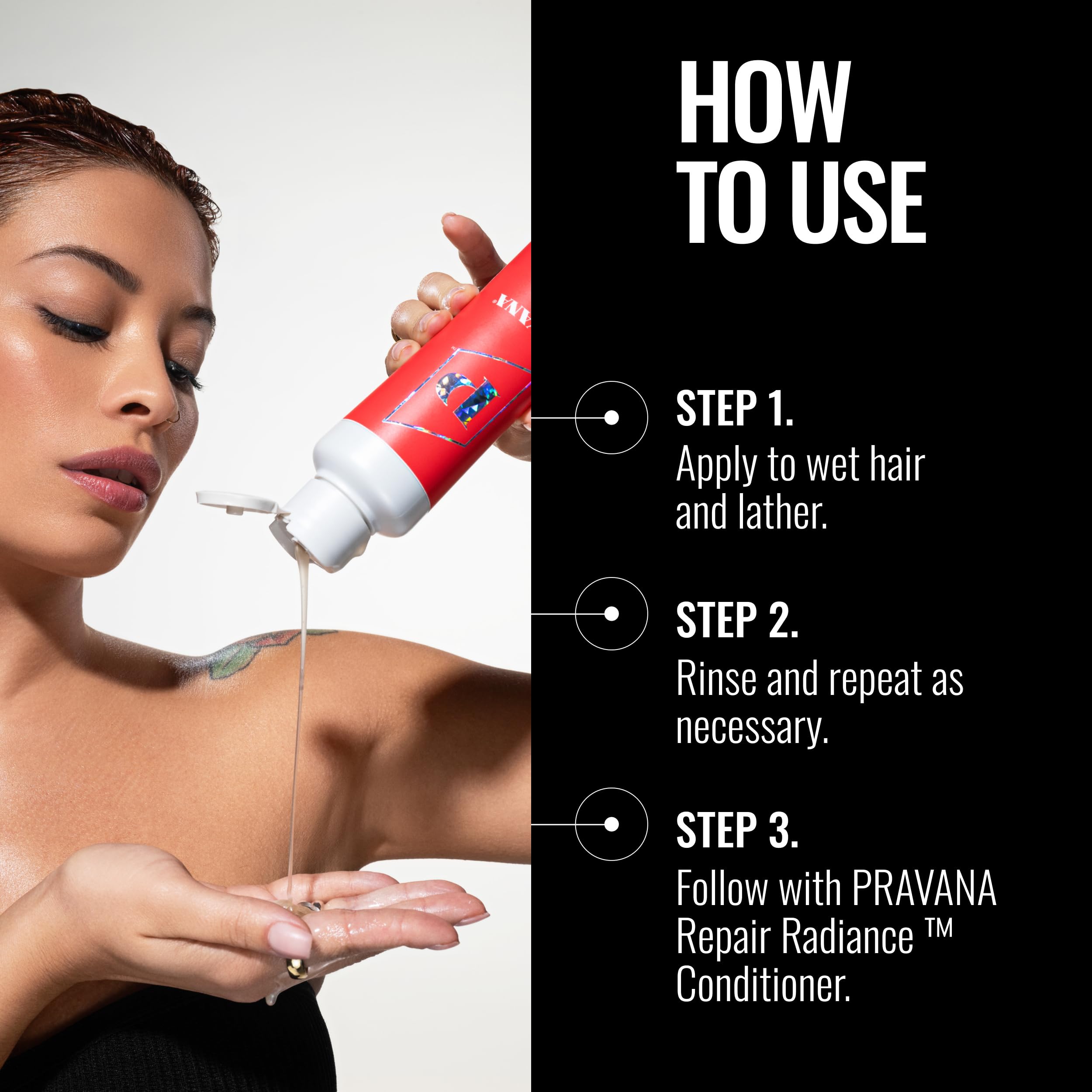 Pravana Repair Radiance Shampoo | Strengthens, Protects, Restores | For Damaged, Color Treated Hair | Reduces Breakage & Split Ends | Chromasilk Enhances Shine & Protection | Vegan | Paraben Free