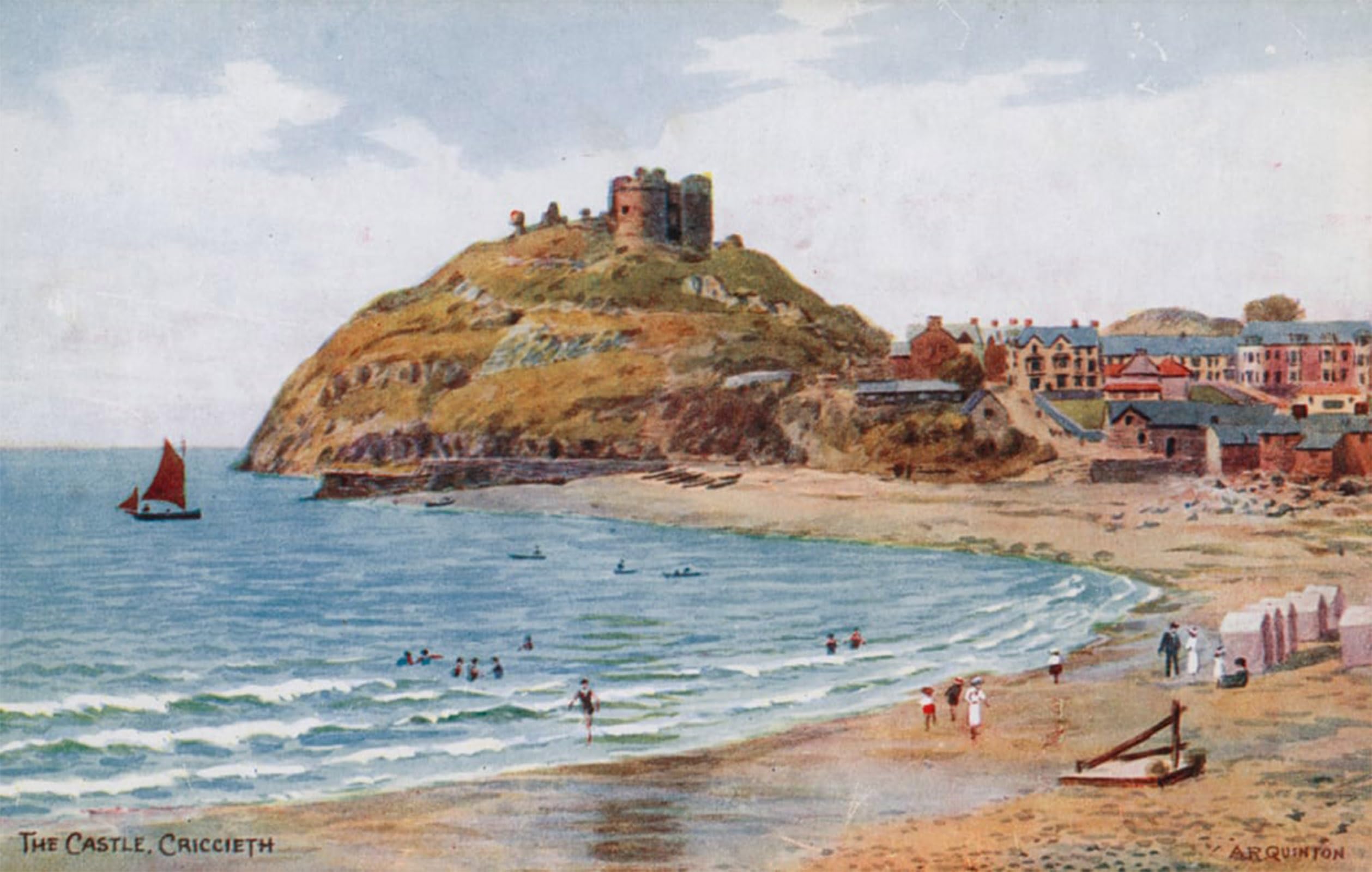 SERENDIPITP Abstract Painting Mural Print Picture Wall Decor Painting the Castle Criccieth by Alfred Robert Quinton Vintage Wall Artwork for Home Decor 60x90cm