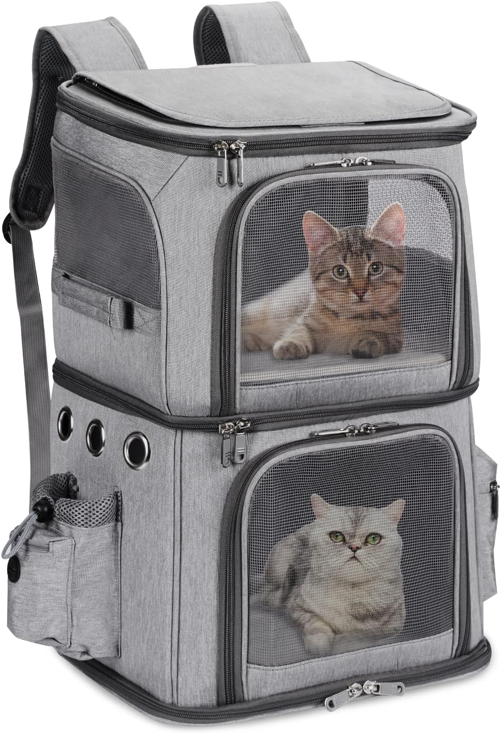 Lekebobor Cat Backpack Carrier For Cats, Double-Compartment Pet