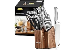 McCook® Premium Knife Sets,Full Tang Hammered German Stainless Steel Kitchen Knife Set...