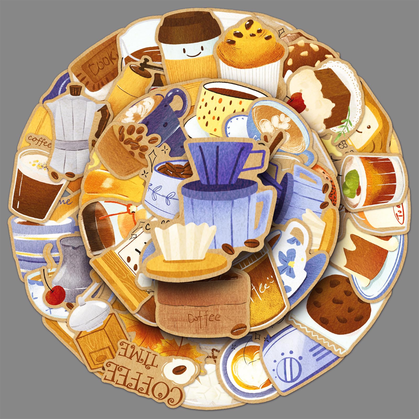 50PSC Coffee Waterproof Stickers for Kids Teens Adults Boys Girls,Coffee Lovers Decal Decoration Water Bottles Laptops Cars Books Scrapbook Bicycle Luggage Laptop Guitar Skateboard Refrigerator - Image 4