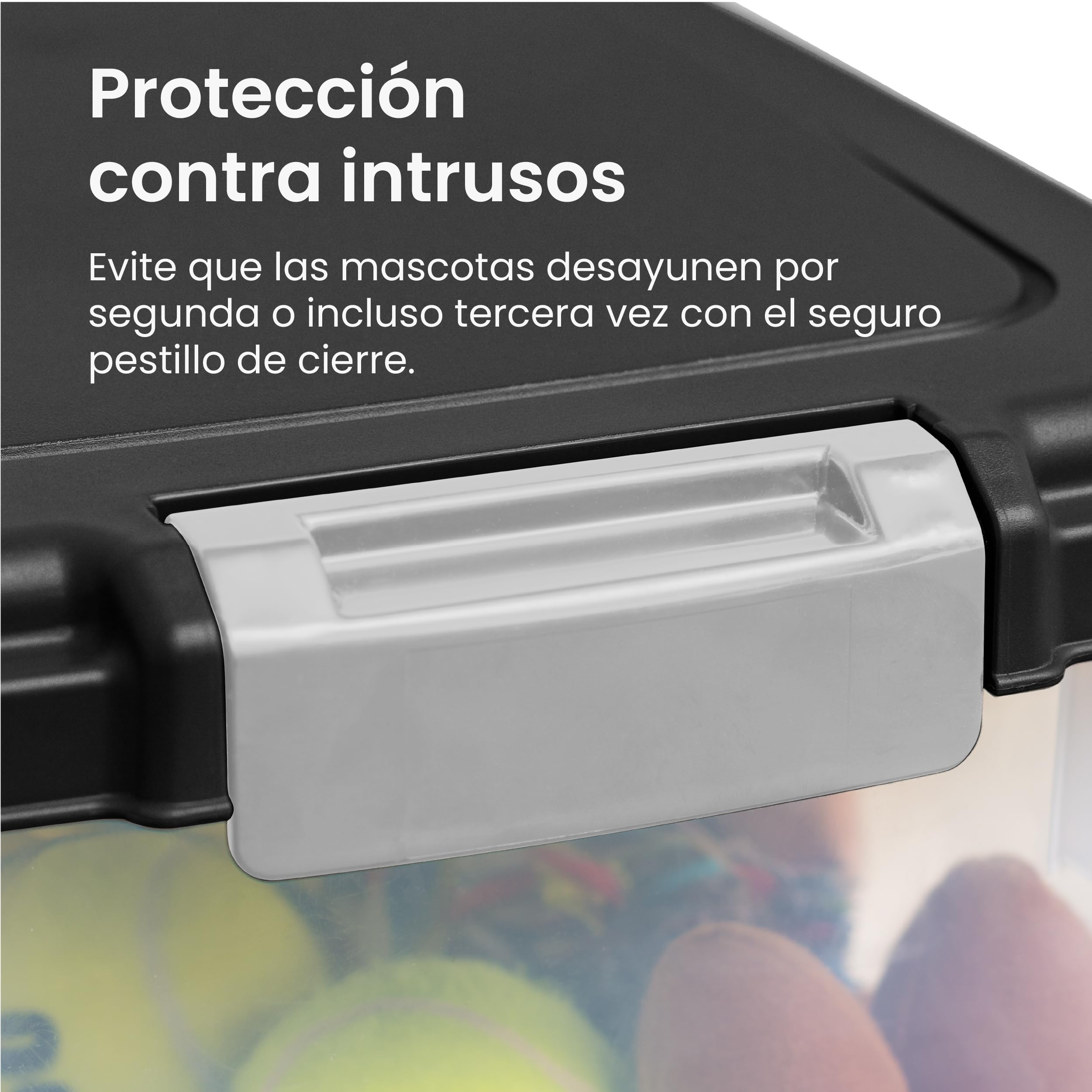 Iris Ohyama Contenedor pienso con ruedas, 30L/11kg, Negro, Contenedor comida perro, Pienso gatos, Hermética, para Mascotas, Transparente, Pet Food Container, Dog Food Storage, Libre de BPA, MP-8