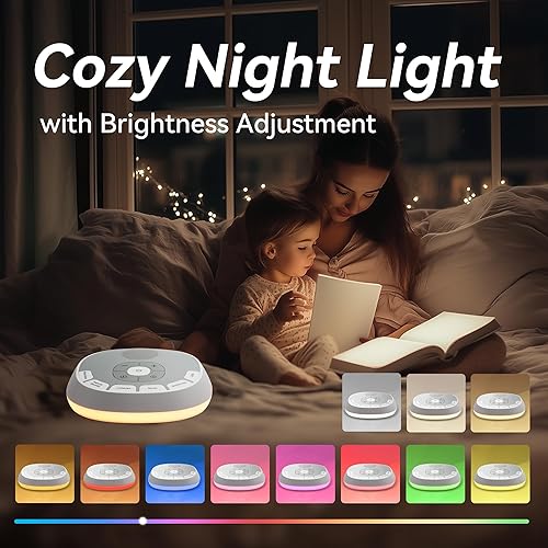 Miniatura 4 de Máquina de sonido de ruido blanco para bebé, 20 sonidos relajantes y luz nocturna para dormir y relajarse, sensor de latido cardíaco imita los