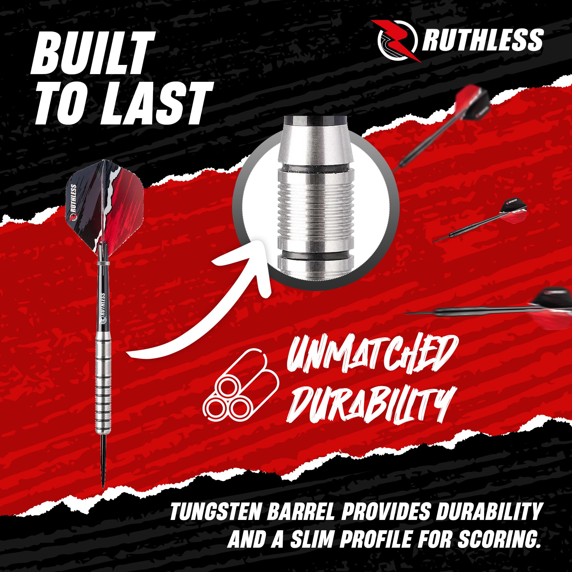 RUTHLESS Ranger III Professional Tungsten Steeltip Darts Set in 24g and 26g, with Flights and Stems Shafts (26g) - Image 4
