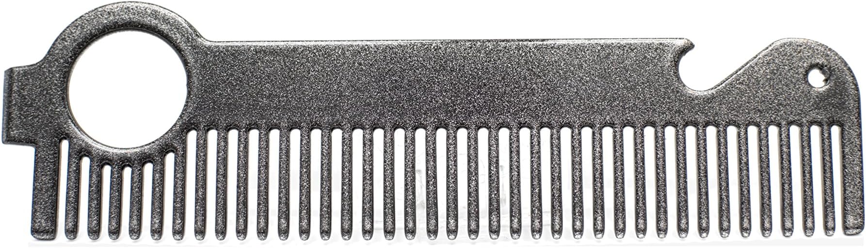 The"Beer'd Comb" by HEIRCOMB Gunmetal Grey Hair & Beard Comb w/Bottle Opener
