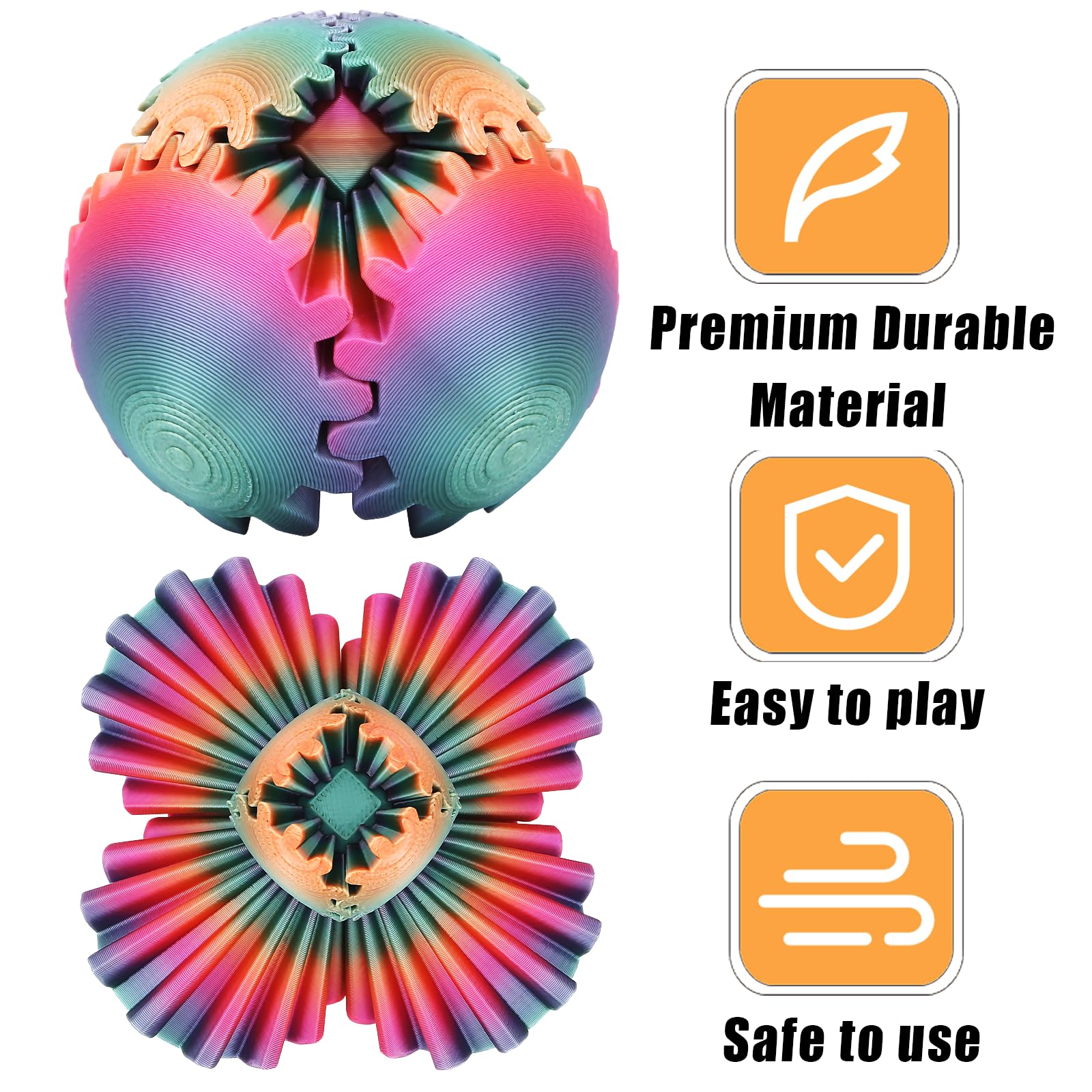 RZCOMP Gear Ball Fidget Toy 3D Printed Gear Ball Sphere Fidget Toys for Stress Relief Anxiety,Gift for Kids and Adults (iridescent) - Image 4