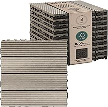 IDZO Wood Plastic Composite Deck Tiles Set of 10, Sustainable FSC Compos...