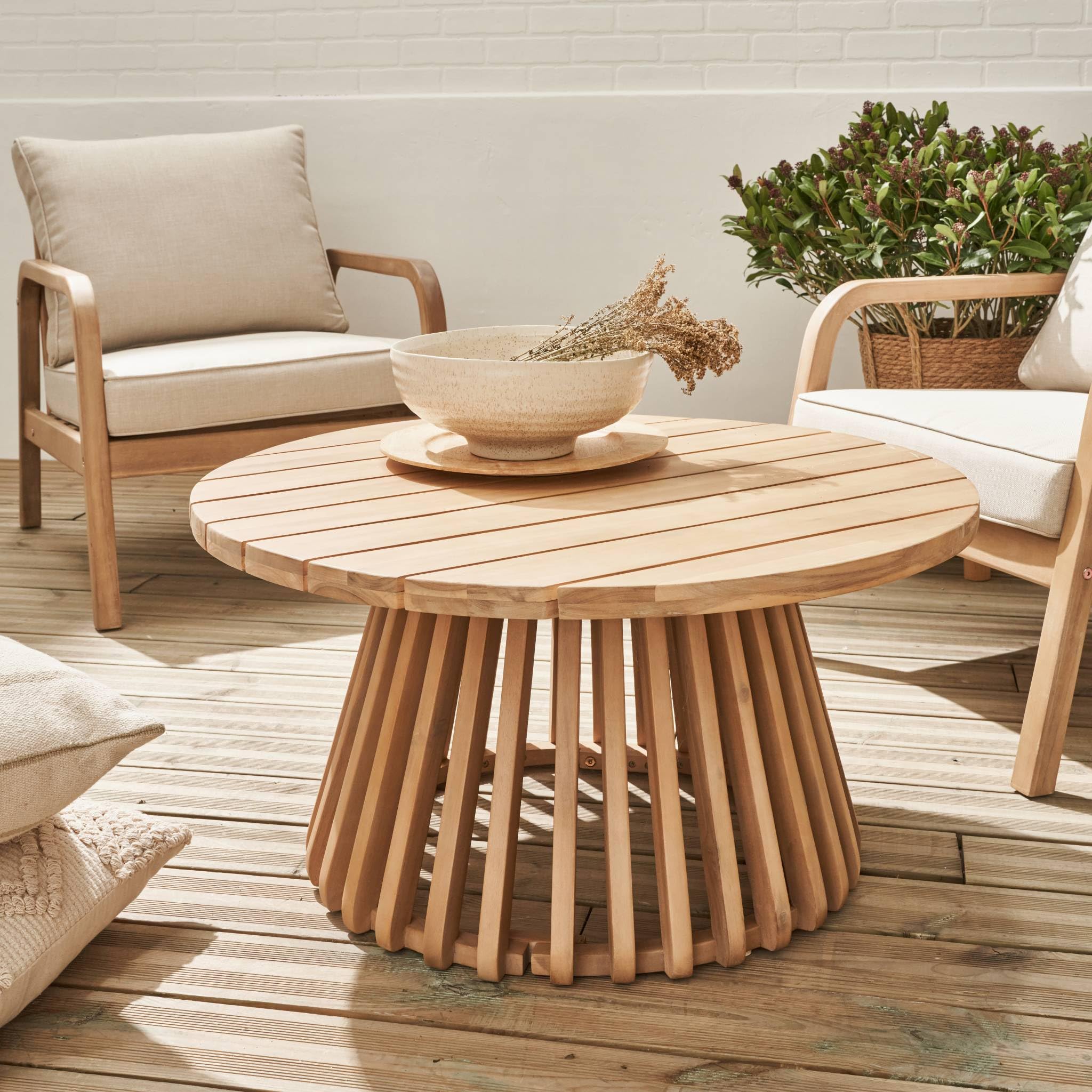 sweeek - Table Basse de Jardin Ronde en Bois d'acacia. intérieur/extérieur Ø80cm