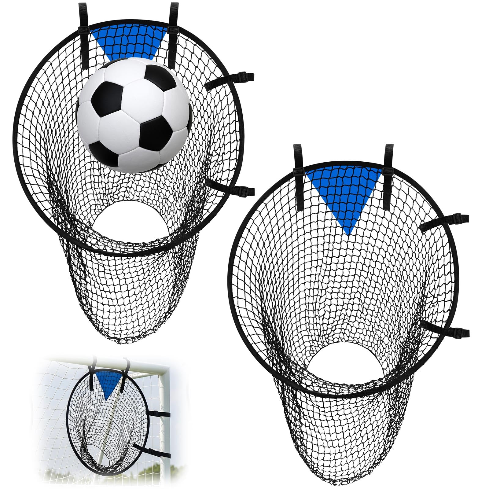 Lenwen 2 Pcs Soccer Training Net Corner Soccer Train Goal Easy to Attach and Detach Soccer Top Bins with Highlighted Scoring Zones for Ball Football Shooting Accuracy Practice Equipment Trainer Gift-image-17