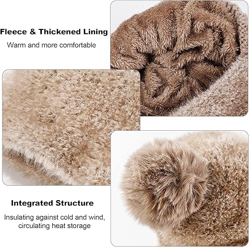 Miniatura 3 de Gorro 3 en 1 con bufanda y máscara, pasamontañas de invierno para mujer, de punto, máscara facial de esquí, sombrero para el frío