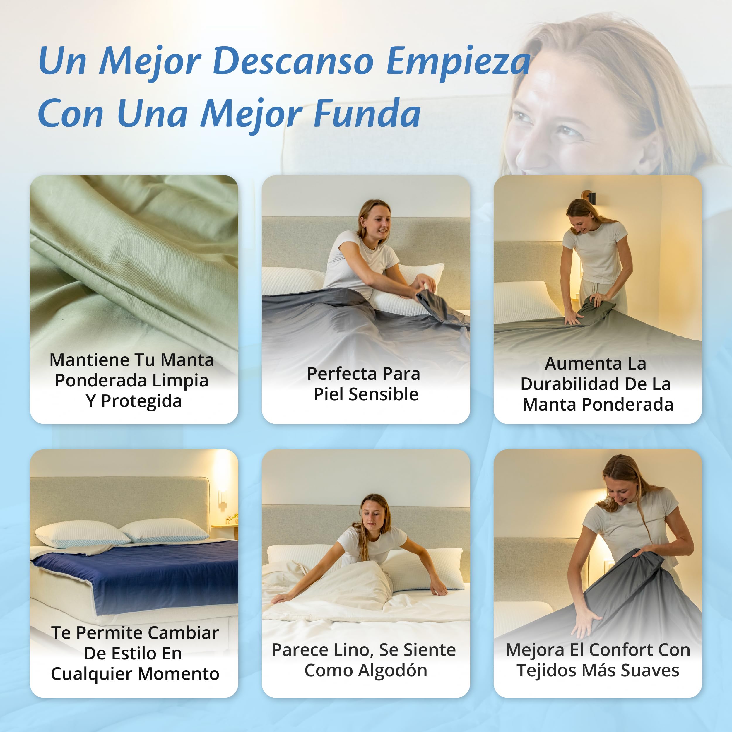 Ella - Funda nórdica de 150 x 200 cm, para manta de peso para adultos, 100% algodón, ideal para mantas ponderadas de 7 kg y 9 kg, color verde oliva