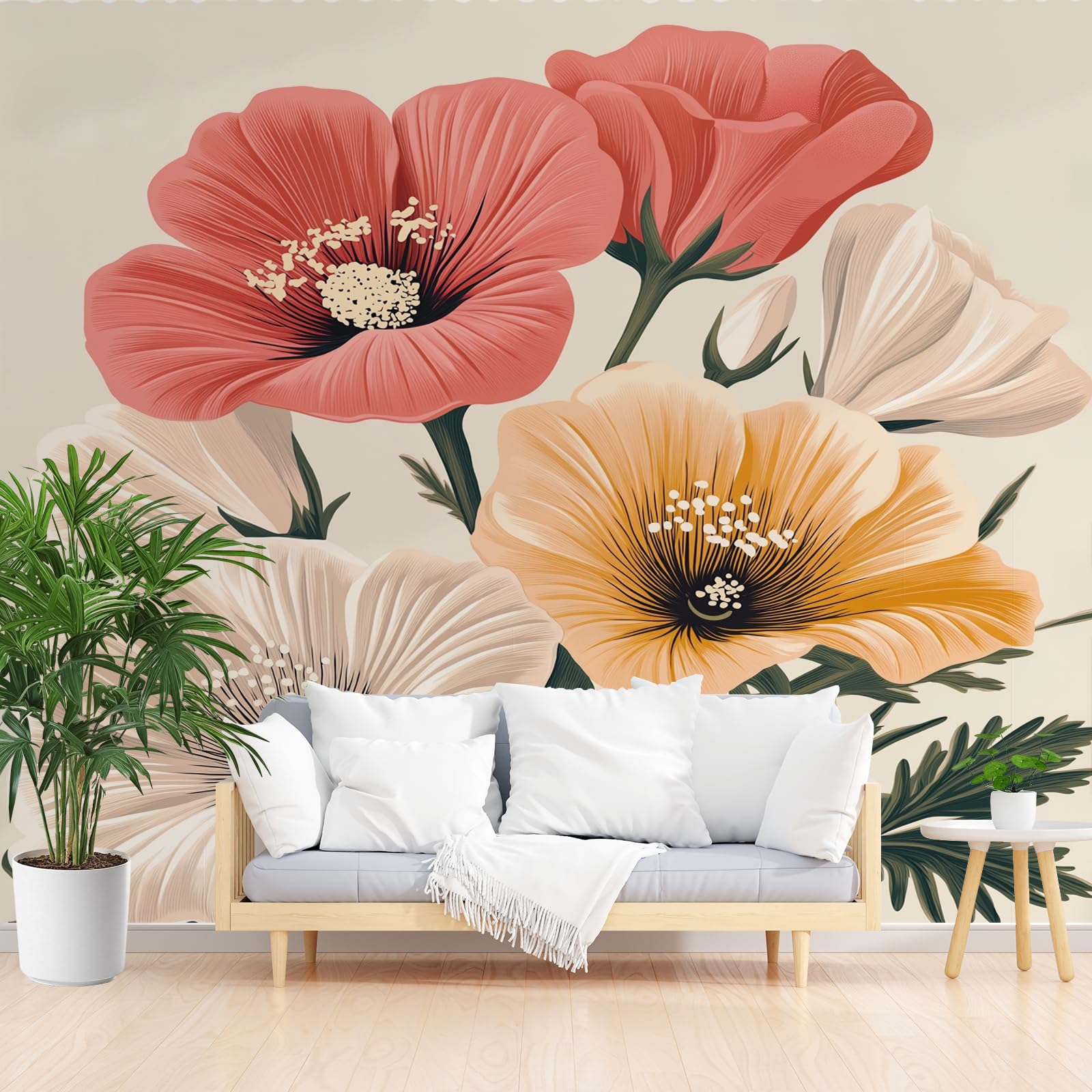 Papier Peint Panoramique 3D Feuilles Plantes 350x256