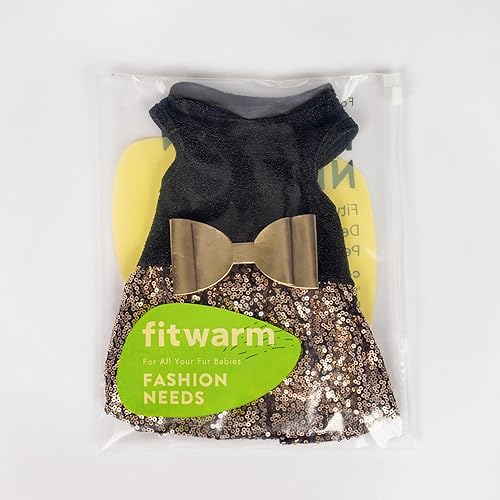 Miniatura 8 de Fitwarm Vestido elegante para perro, ropa de perro con lentejuelas brillantes para perros pequeños, atuendo formal de boda para mascotas, traje de