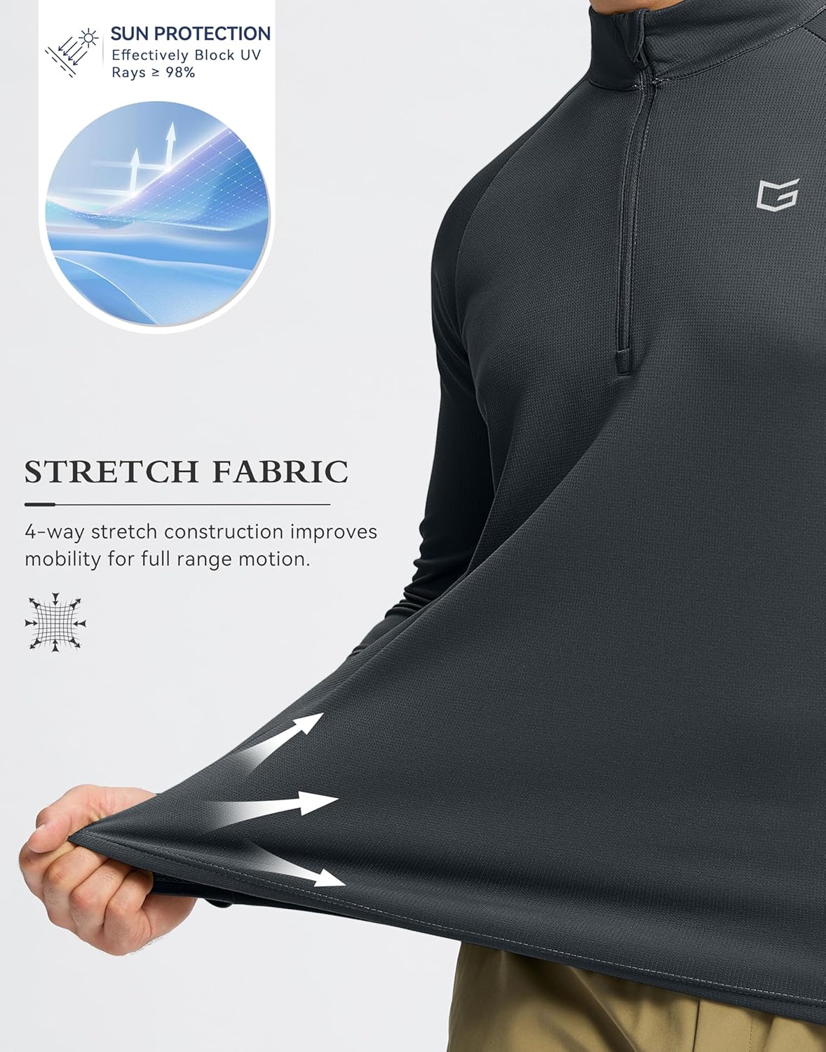 G Gradual Men's Running Shirts Long Sleeve Athletic Shirt Lightweight Quick Dry Quarter Zip Pullover for Men Workout Gym Golf - Image 5