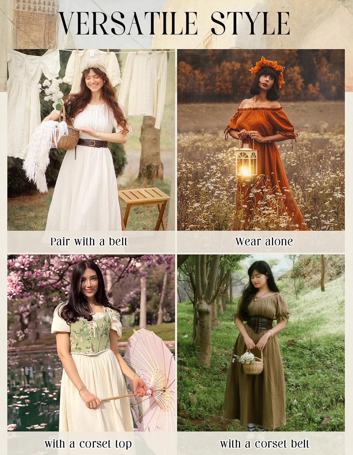 Scarlet Darkness Renaissance Costume Women Puff Short Sleeve Summer Maxi Dress - Image 7