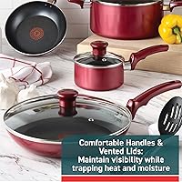 Vista 4 de T-fal Essence, juego de ollas y sartenes antiadherentes, 20 piezas, color rojo