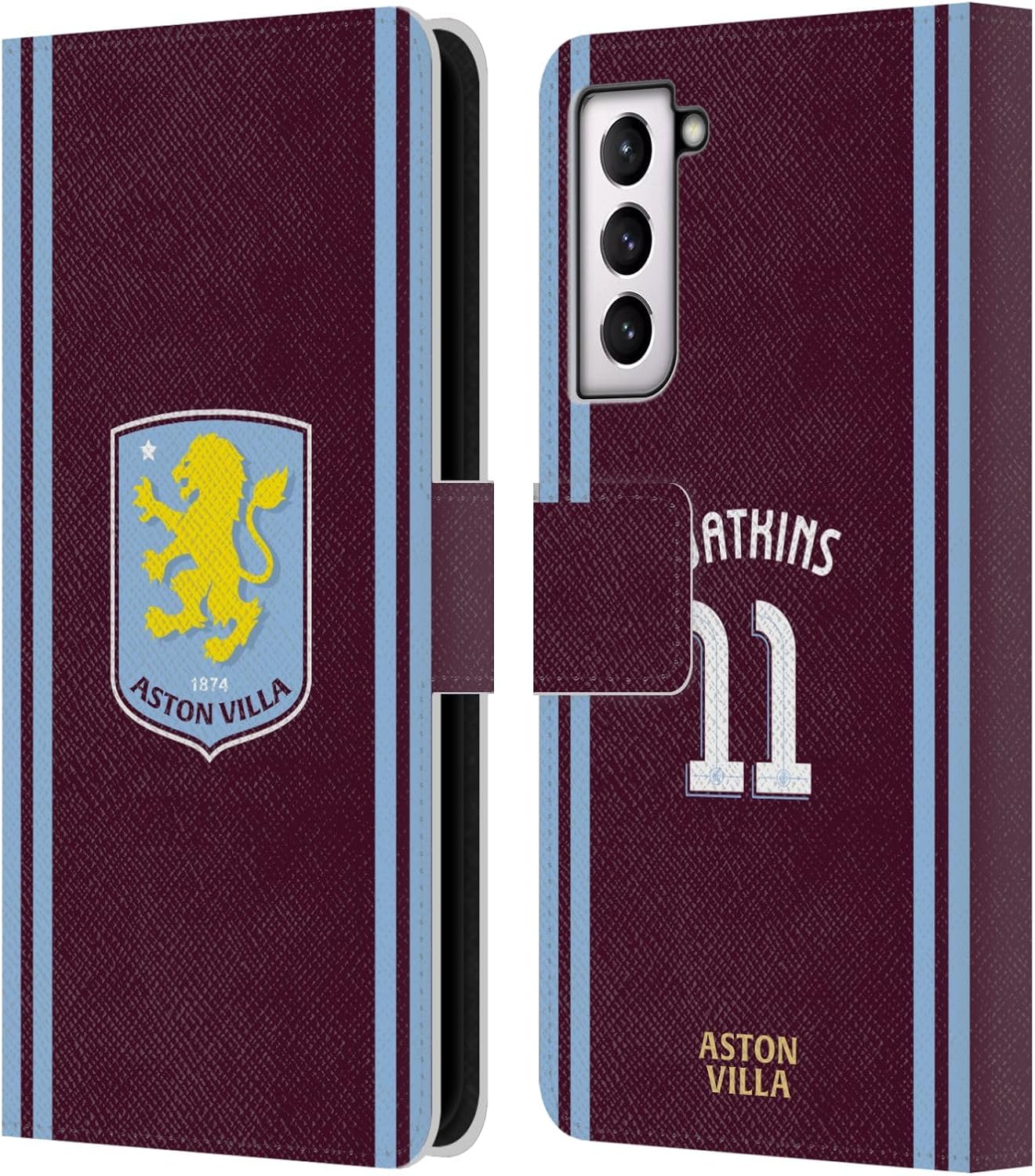 Head Case Designs Officially Licensed Aston Villa Football Club Ollie Watkins 2024/25 Crest Player Kit Leather Book Wallet Case Cover Compatible with Samsung Galaxy S21 5G