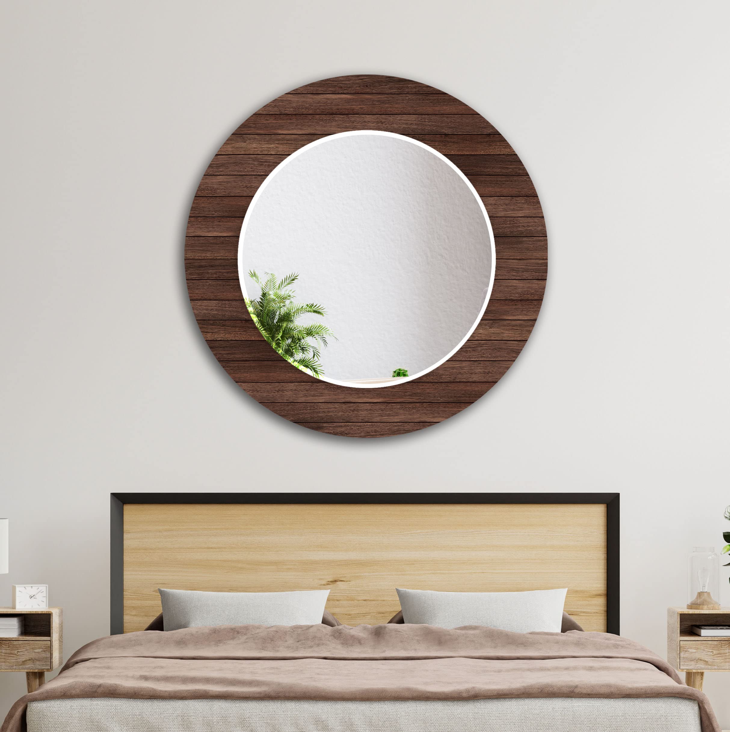 Okrągłe lustro na ścianę, 60 cm, lustro łazienkowe, duże okrągłe lustro, dekoracja ścienna, lustro ze szkła hartowanego, lustro wiszące na ścianie, lustro toaletowe, 141 RM