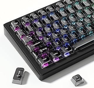 dagaladoo Graue klare Tastenkappen, transparente Tastenkappen, 60, 75, 100%, Keramik-Gelee-Tastenkappen-Set, glänzende Tastenkappen, MDA-Profil-Tastenkappe für MX-Schalter, mechanische Tastatur (115