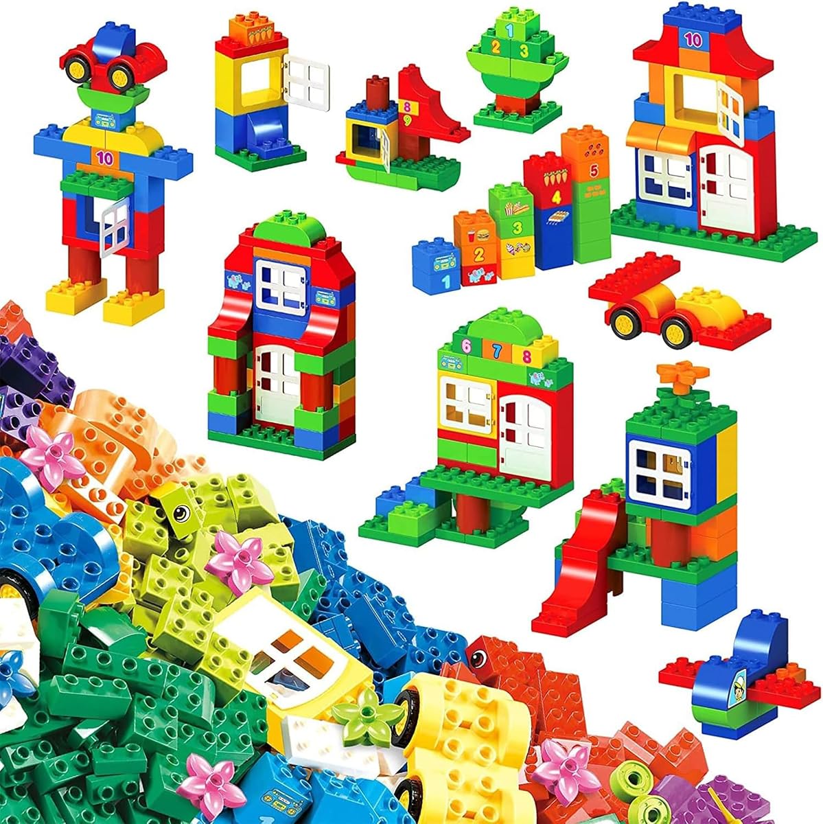 Large Building Blocks Set for Toddlers, Classic Big Size Bricks, 94PCS | STEM Educational Toys, Toddlers 1-3 Years, Compatible with Major Brands, Ideal Gift for Pre-School Boys and Girls