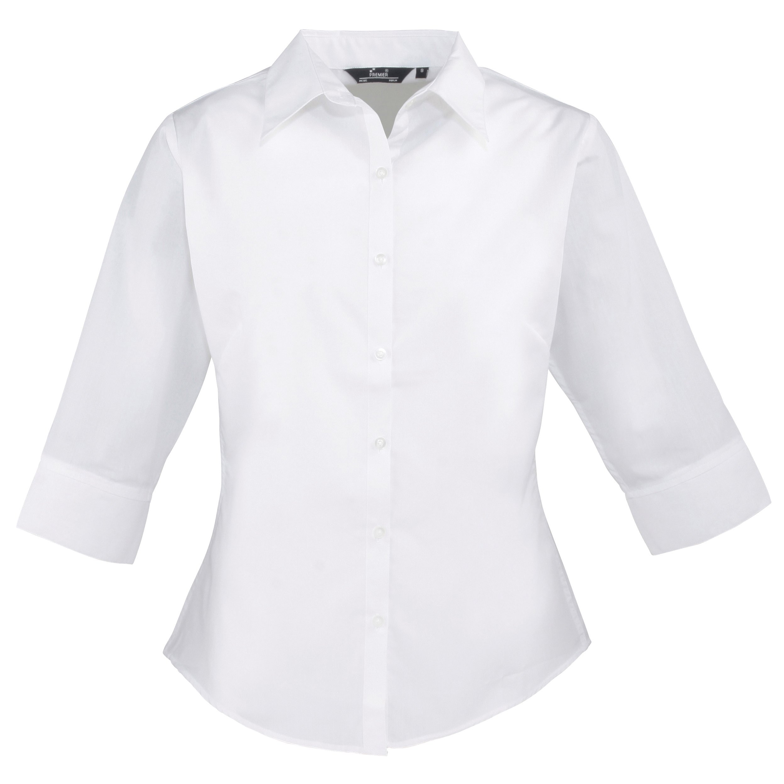 Ladies 3/4 Sleeve Poplin Blouse White 18