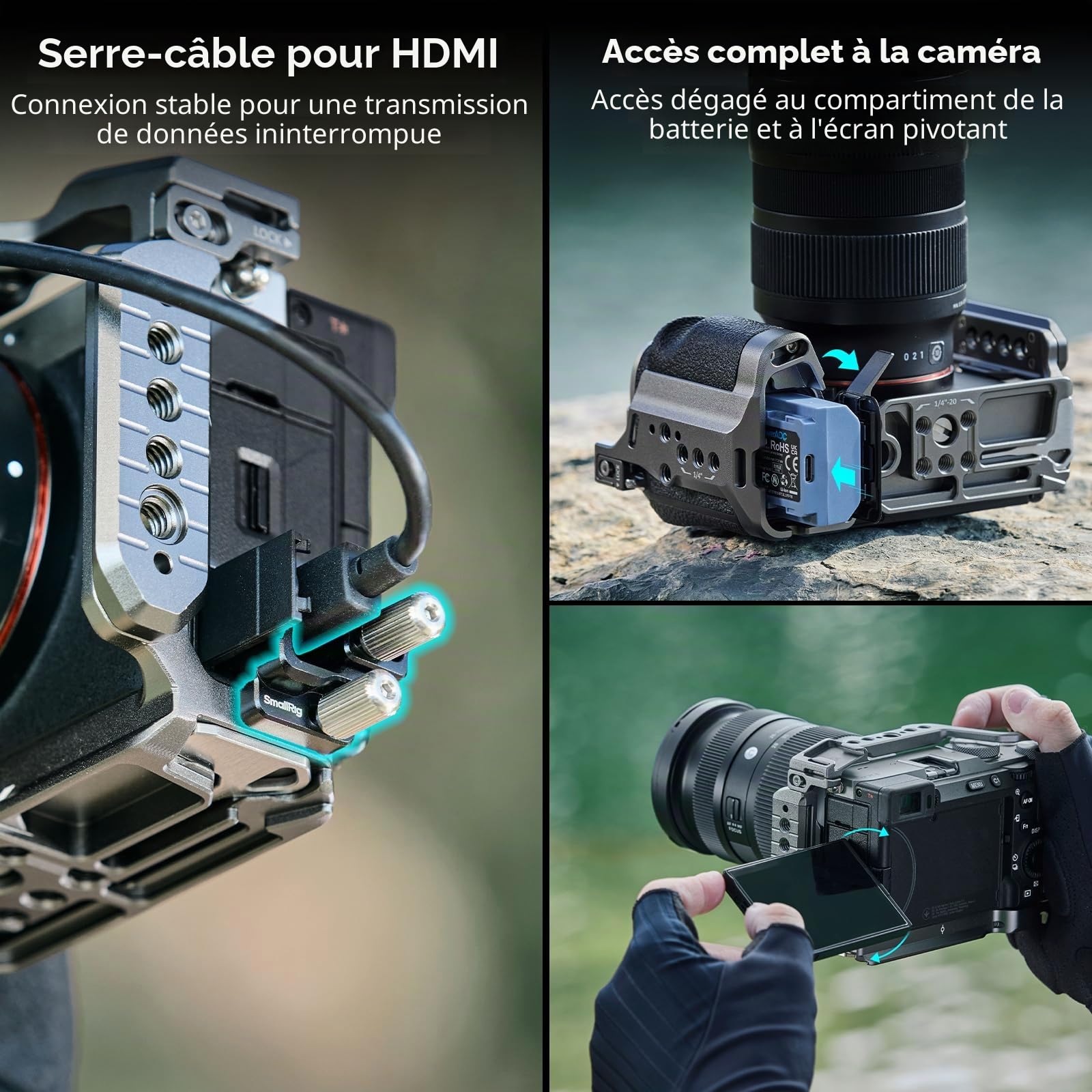 SMALLRIG HawkLock Kit Cage à dégagement Rapide avec poignée en Silicone pou | Provenance France. Emballage securisé. Livré avec Facture dont TVA.