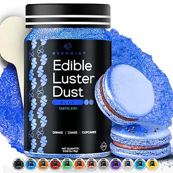 BeePoint Blue Edible Luster Dust 15g - Food Grade, Vibrant Color Shimmer Powdered Dust for Drinks, Cocktails, Cake Decorating, Baking, Chocolates, Candy, Sweets, Cookies - Vegan & Gluten Free