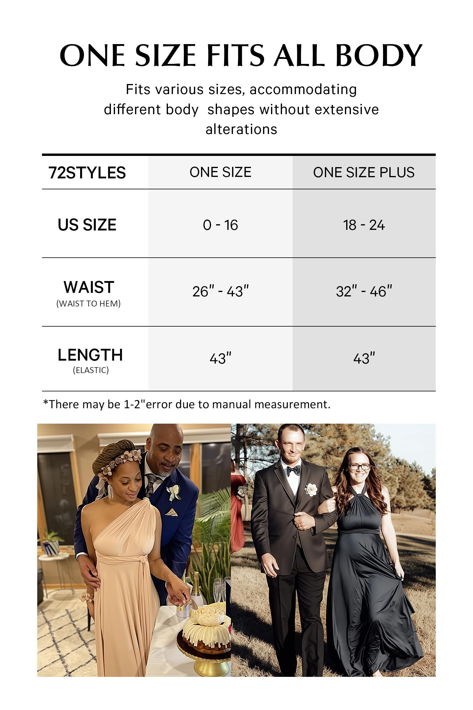 72styles Abito Infinity Cerimonia Donna, Abito Damigella Donna, Lungo, Maxi, Taglie Forti, Abito Elegante Donna Cocktail Festa