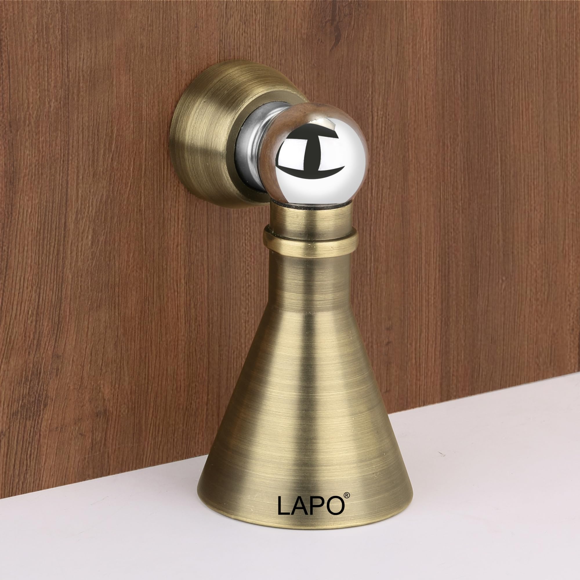 [BRSRMHARBYHRQ3D3] LAPO Premium Stainless Steel Magnetic Door Stopper | Soft-Close Door Catch | Adjustable Angle Design | 360° Hold | Strong Door Holding | Quick Installation | Antique Finish | Pack of 1