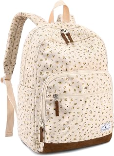 VX VONXURY School Backpack for Girls Floral Corduroy Bookbag for College