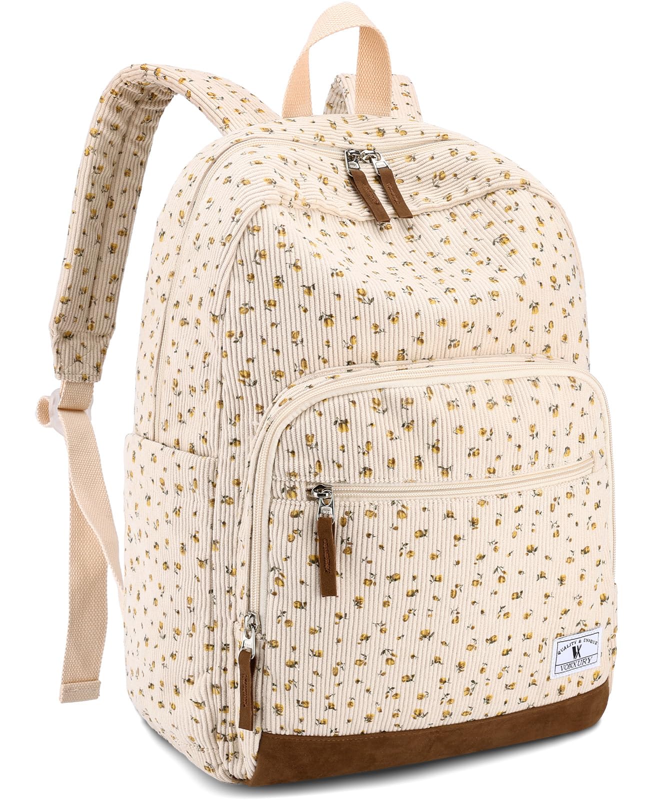 VX VONXURY Sac à dos d'école pour adolescents, Sac à dos léger en velours côtelé pour enfants Décontracté pour Hommes Femmes Collège Voyage