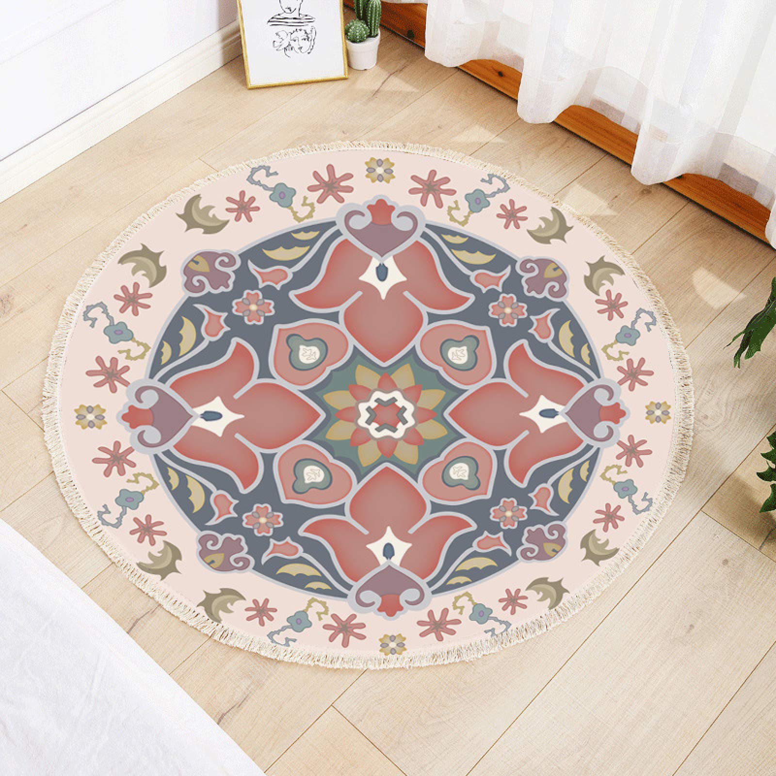 Tapis de sol tendance en pur coton fait main avec finitions franges NW