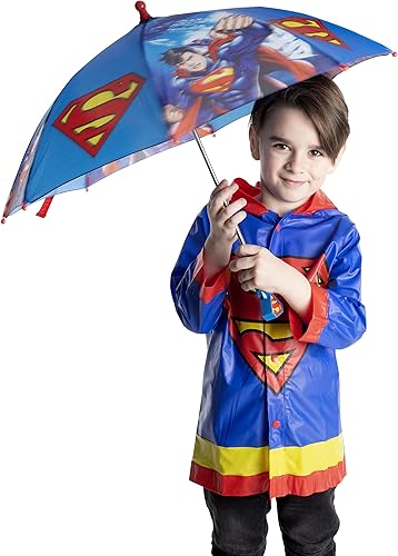 Miniatura 2 de DC Comics Conjunto de paraguas y Slicker, Batman o Superman para niños pequeños, para edades de 2 a 7 años
