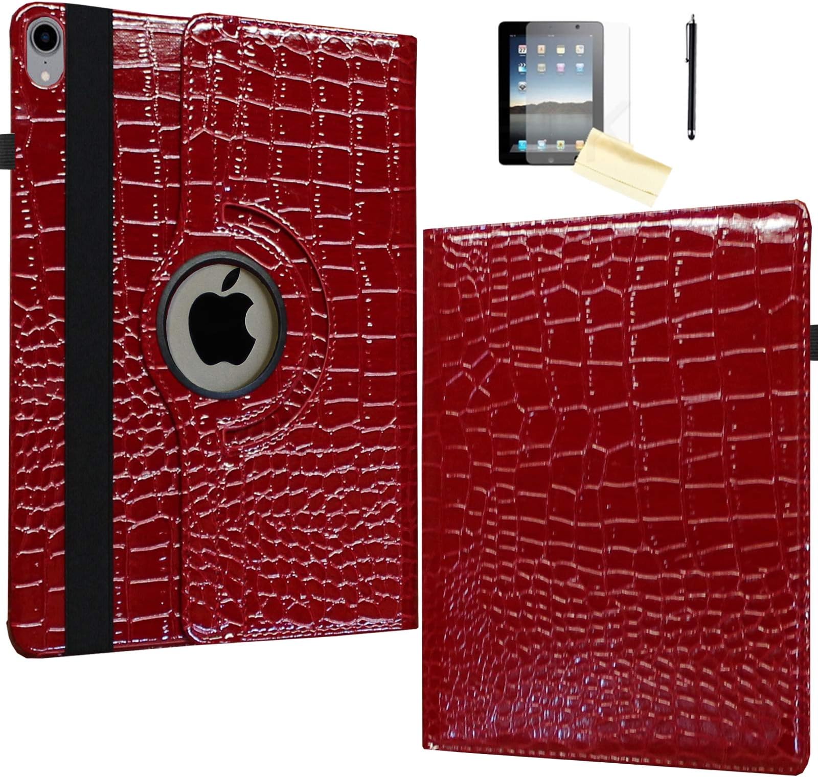 JYtrend Case for iPad Pro 10.5 Case (2017 Model), Rotating Smart Cover Magnetic Stand Auto Wake Up/Sleep for iPad Pro 10.5-inch A1701 A1709 MPGK2LL/A MQDY2LL/A MPF22LL/A MPGL2LL/A (Red Crocodile)
