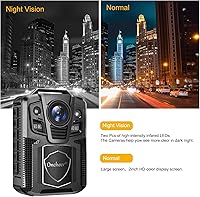 Vista 4 de 1080P Patrol Police - Cámara infrarroja de visión nocturna con tarjeta SD 64G, clip de hombro y cintura, grabadora de audio Vedio Bodycam
