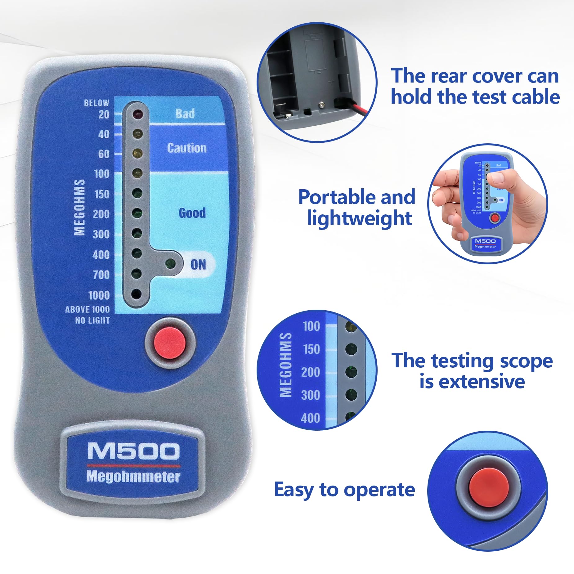 M500 Insulation Megohmmeter Compatible with Supco M500, 0 to 1000MΩ — Amazon image 6