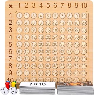Wooden Multiplication Table Board Game Montessori Maths Board, Children Counting Toy Educational Wooden Math Blocks Board for Toddlers Kids Over 3 Years Old