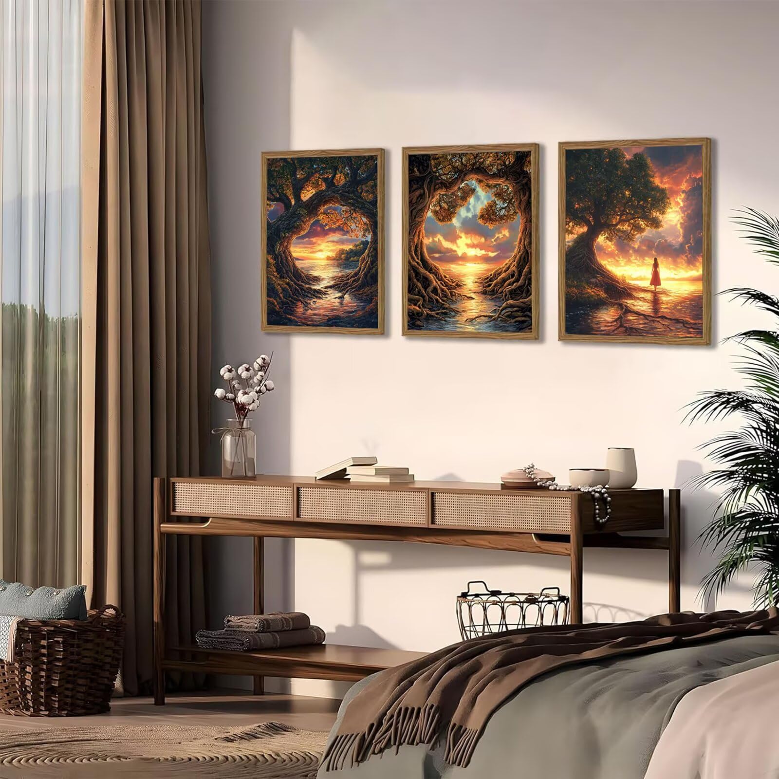 Generico Cnyaunfi 3 Pezzi Tramonto Pittura Diamante Fai-Da-Te, 5D Giallo Diamond Painting Kit Completo per Hobby Creativi Adulti, Per La Decorazione Della Parete Di Casa 70x90cm YF-3531