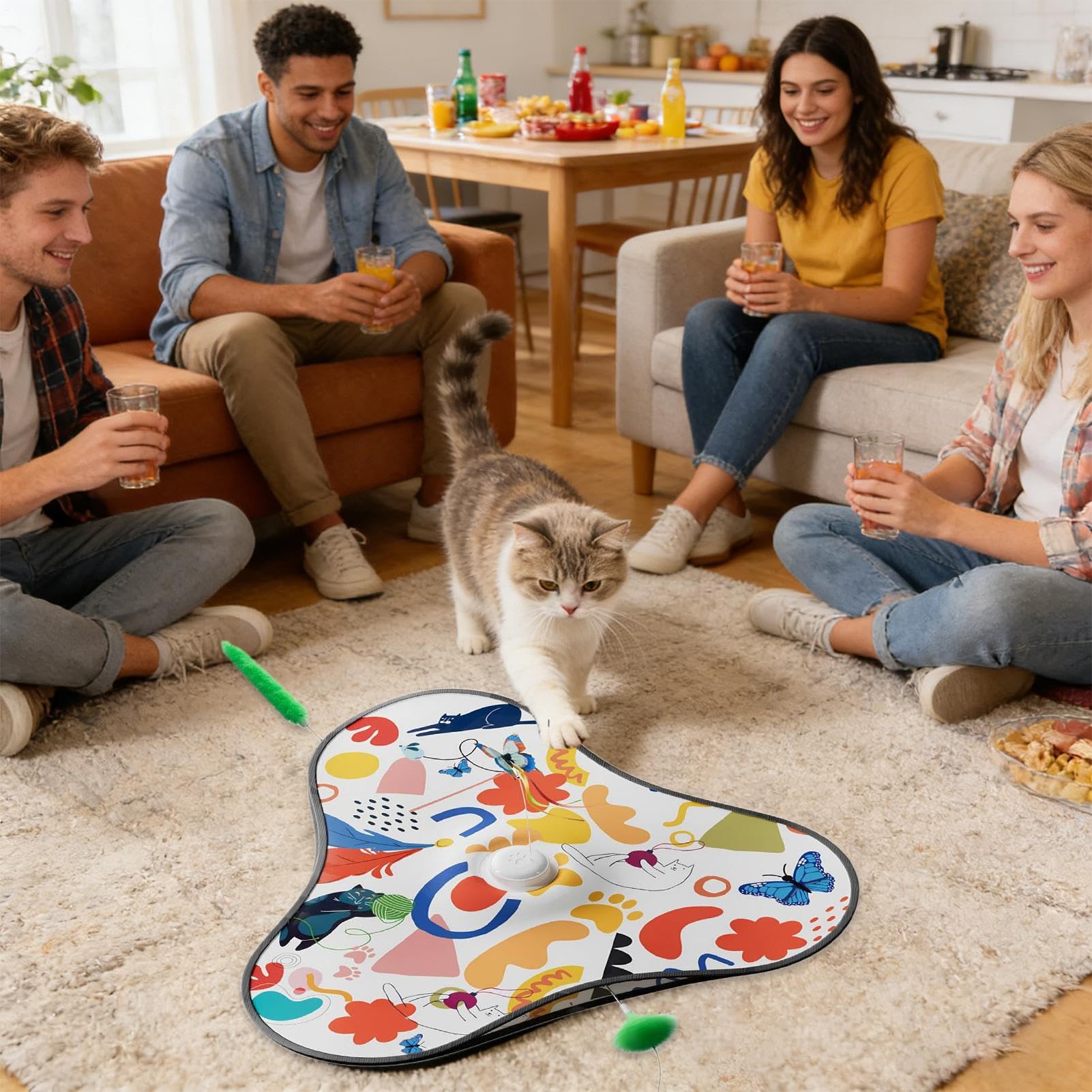 Jouet Interactif pour Chat d'exercice Silencieux avec Leurres Cachés