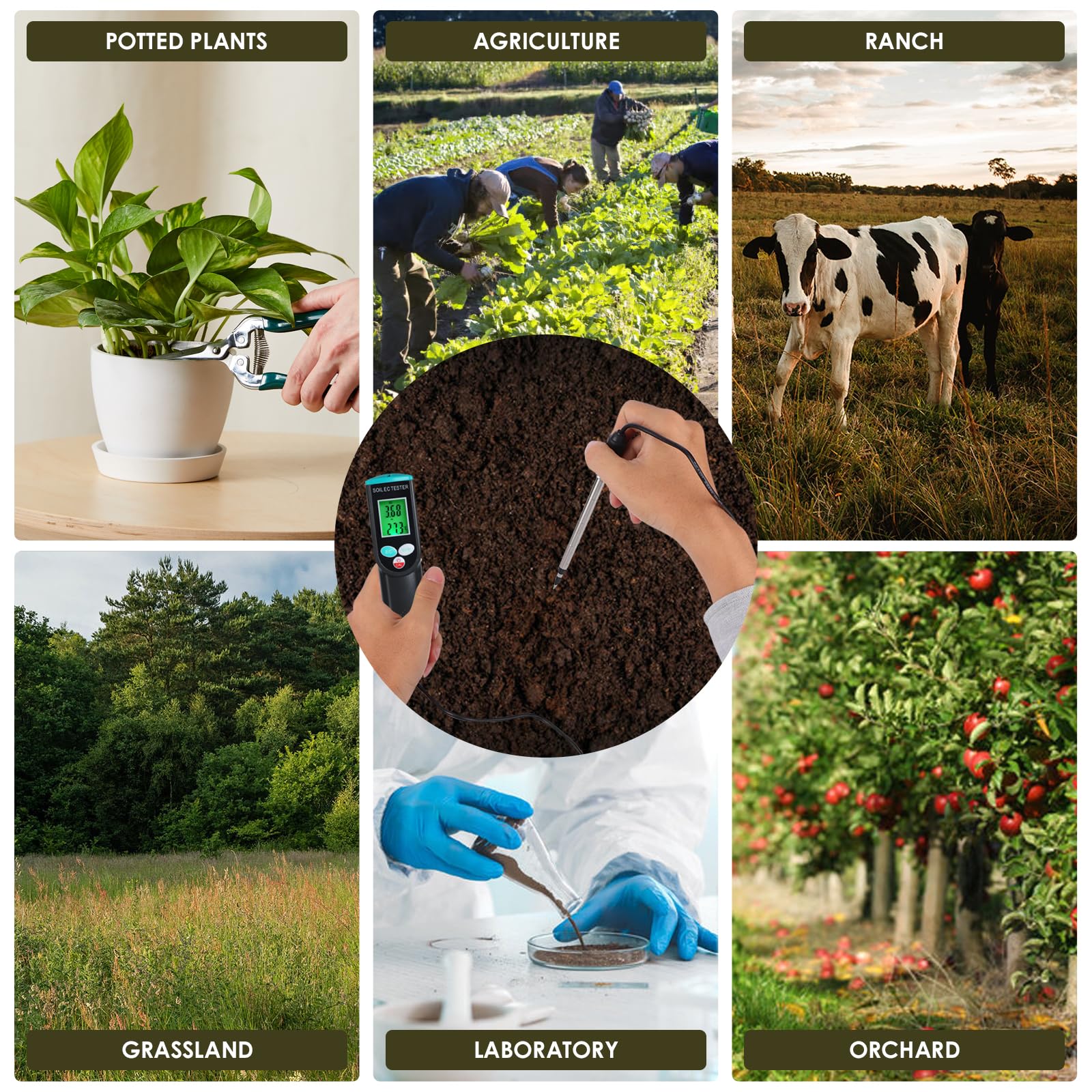 Compteur EC et température du sol 2 en 1 numérique avec compensation automatique de la température - Compensation de température portable - Électrode filaire - IP67 - Étanche - Pour agriculture