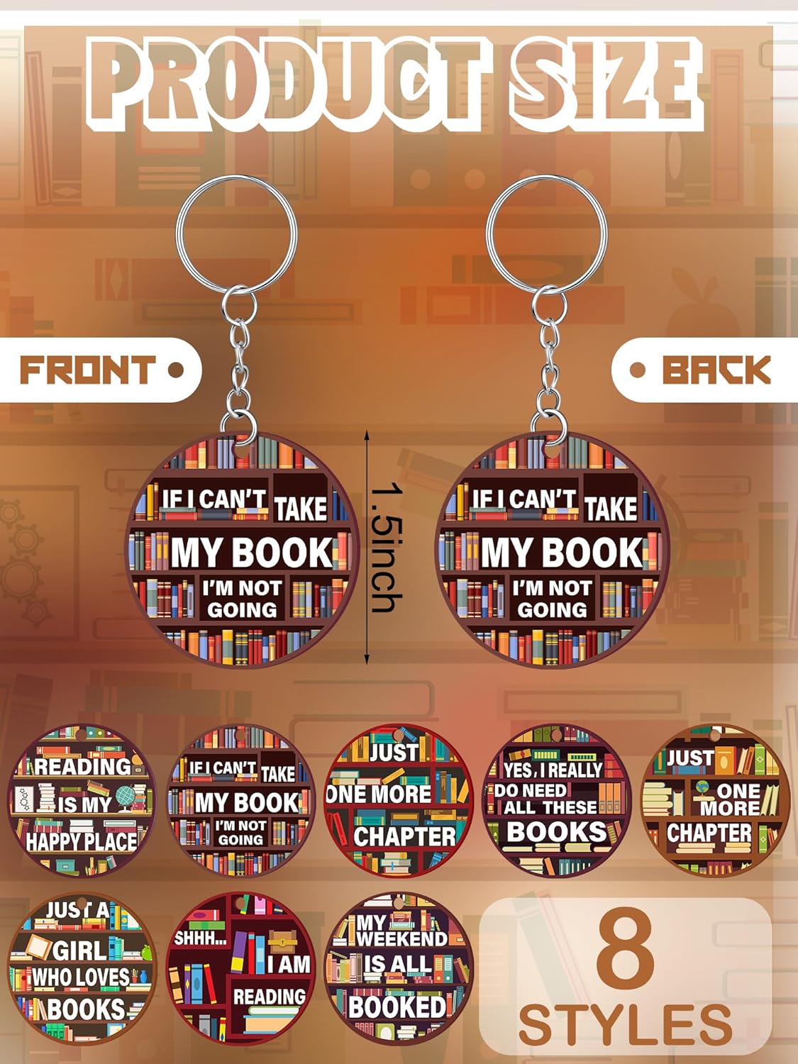 24 Pcs Book Lover Gifts Book Club Acrylic Keychains for Books Lovers Readers Librarian Bookish Club Gifts - Image 2