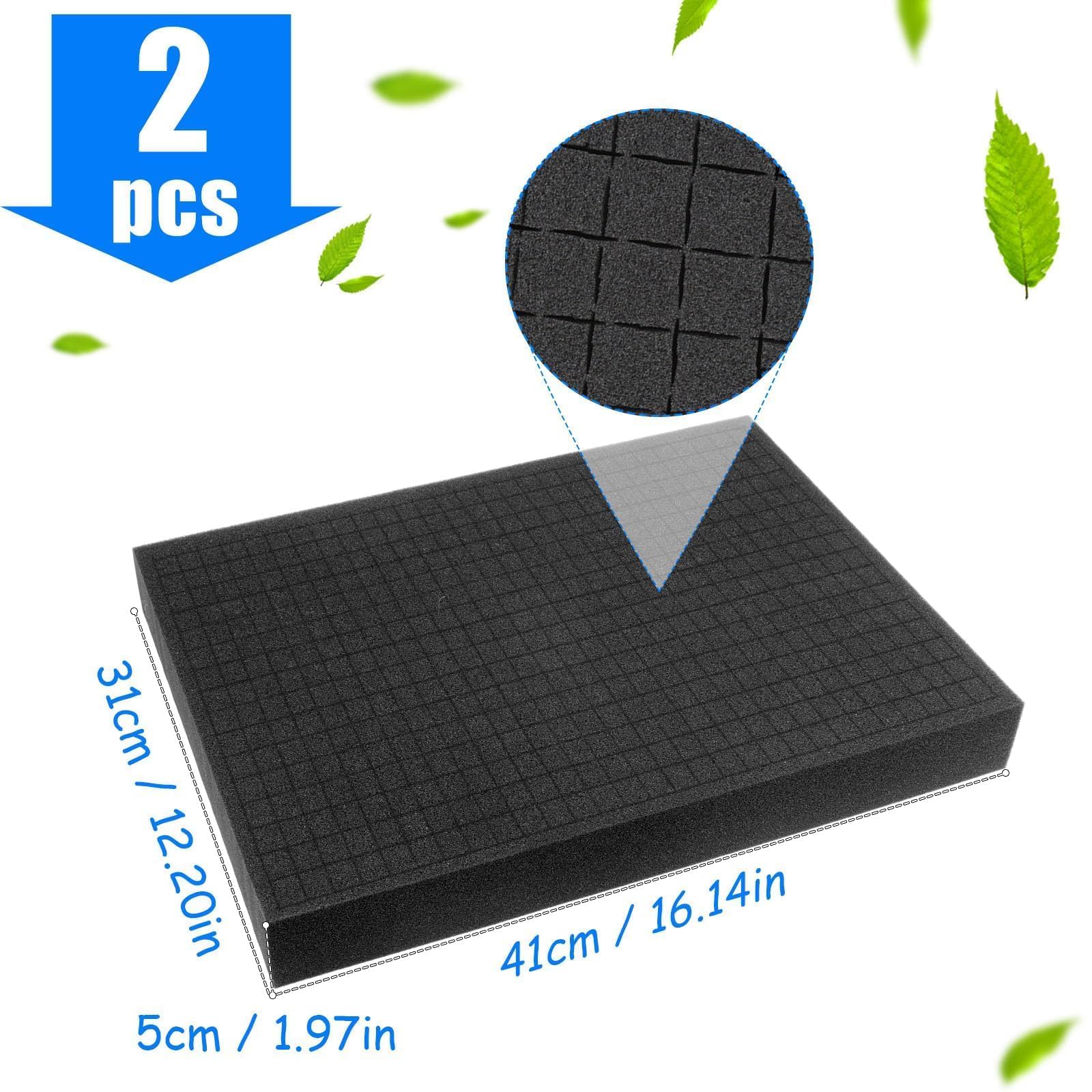 Rasterschaumstoff 2 Stück 405 x 305 x 50 mm Netzschwapp Schaumstoffeinlage Werkzeugkoffer Kamerakoffer Hochwertiger Schaumstoff Zuschnitt für Verpackung Lagerung DIY
