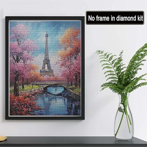 Miniatura 2 de Reofrey Kits de pintura de diamantes para adultos, torre Eiffel, paisaje de arte de diamante, diamantes de imitación redondos, lienzo bordado de